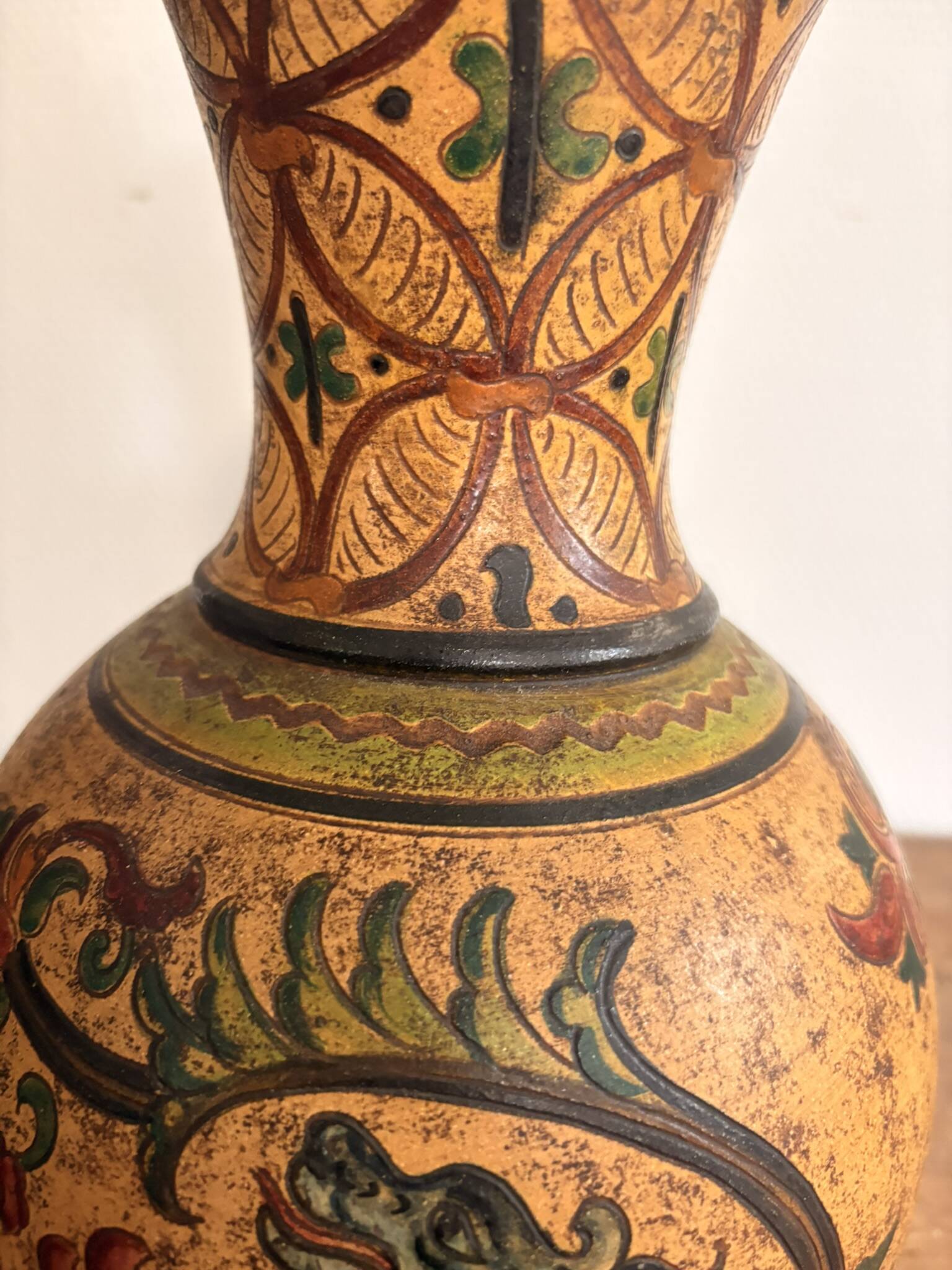 Ceramic Vase Montopoli Italy Sgraffito Tuscany Vintage