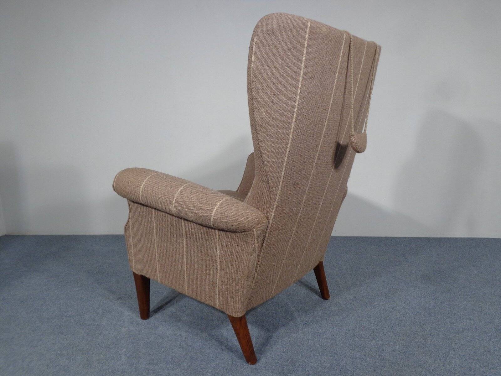 Mid-Century Wool Wing Chair, Denmark, 1950s