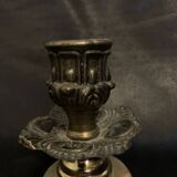 Base de lampe 1960 18cm en onyx plaque dorée vintage ancien