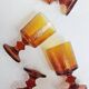 Set of 4 amber glass stemmed glasses