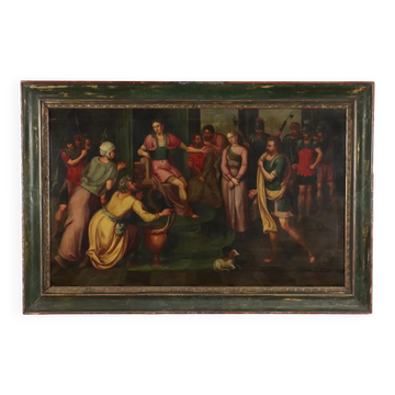 La Continence de Scipion, huile sur table, Italie XVIIe siècle