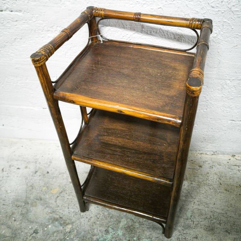 Small rattan and wood shelf