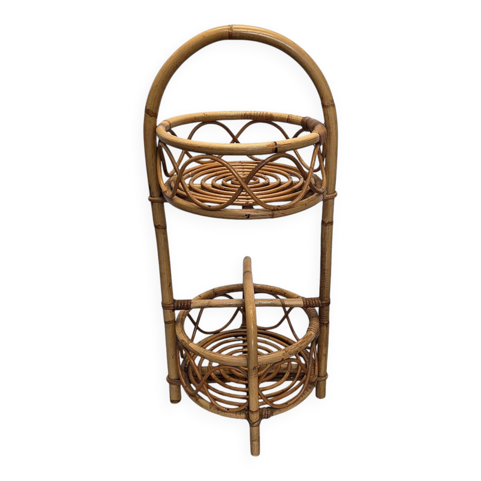 Vintage Italian rattan étagère 1960s