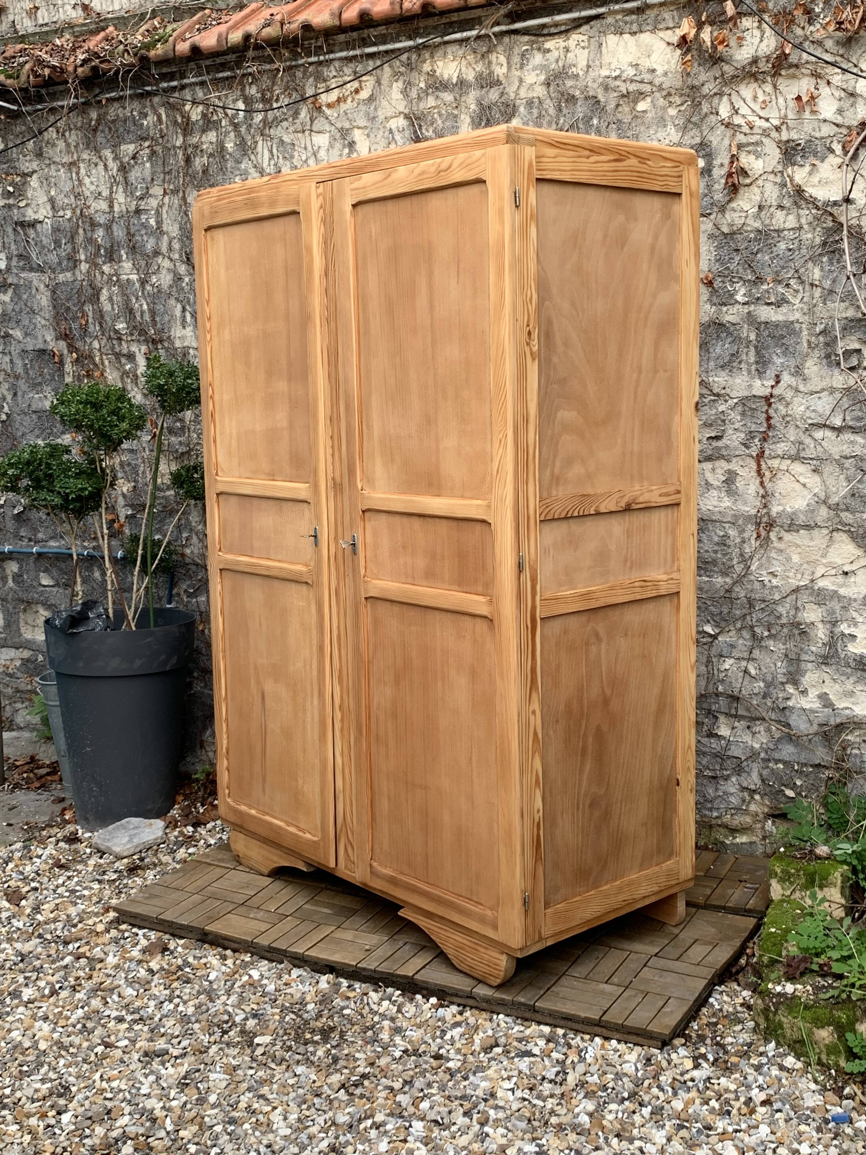 Parisian art deco wardrobe solid raw wood wardrobe