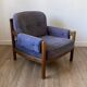 Vintage armchair in wood and blue velvet