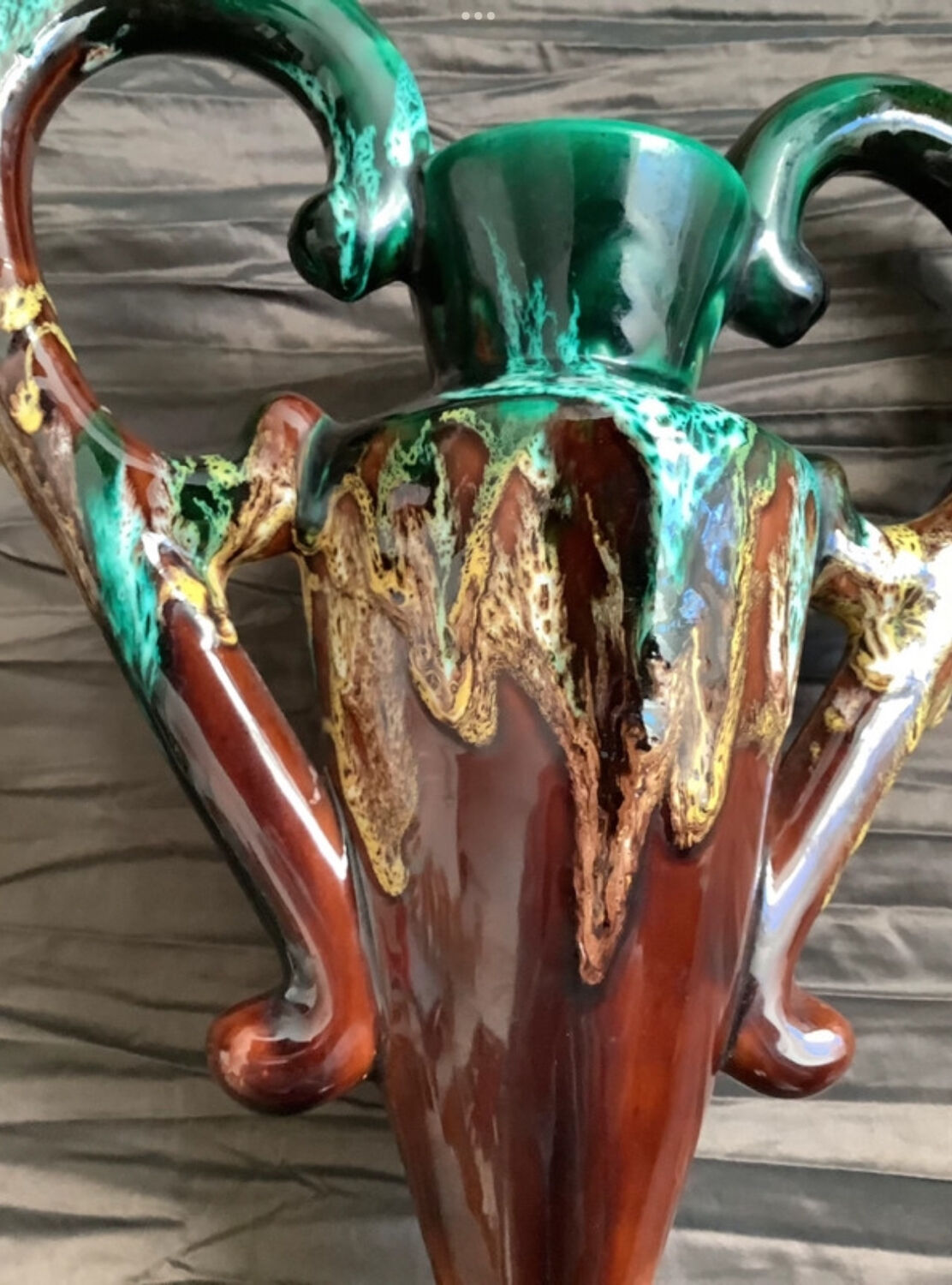 Vallauris Vase Vintage 2 handles Height 33 cm