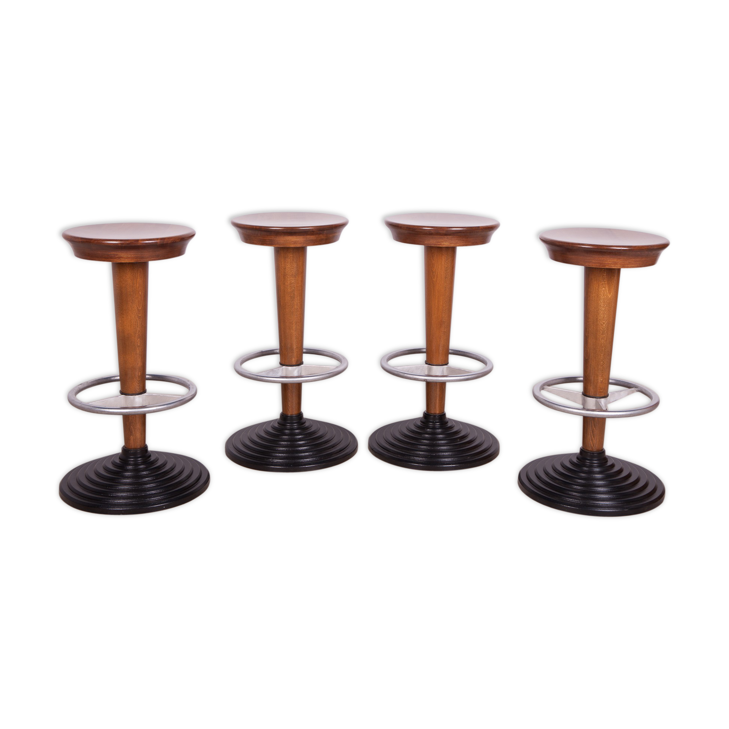 Set of 4 mid-century bar stools, 1950s