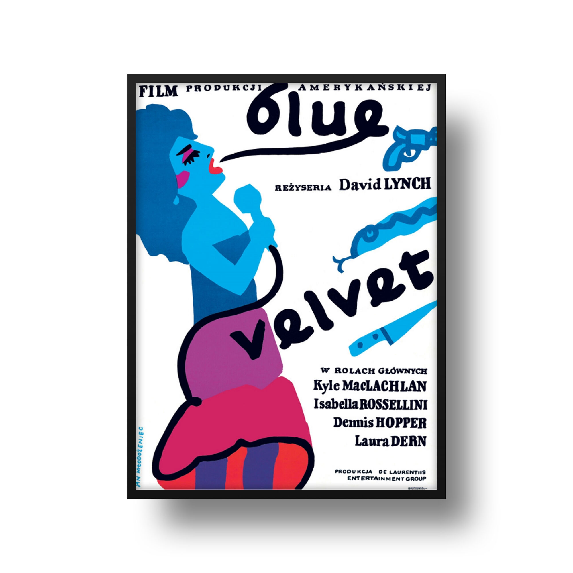 "Blue Velvet" polish poster by Jan Młodożeniec, official reprint 1987