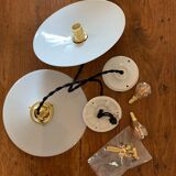 Pair of suspensions bistrot 1920 opaline