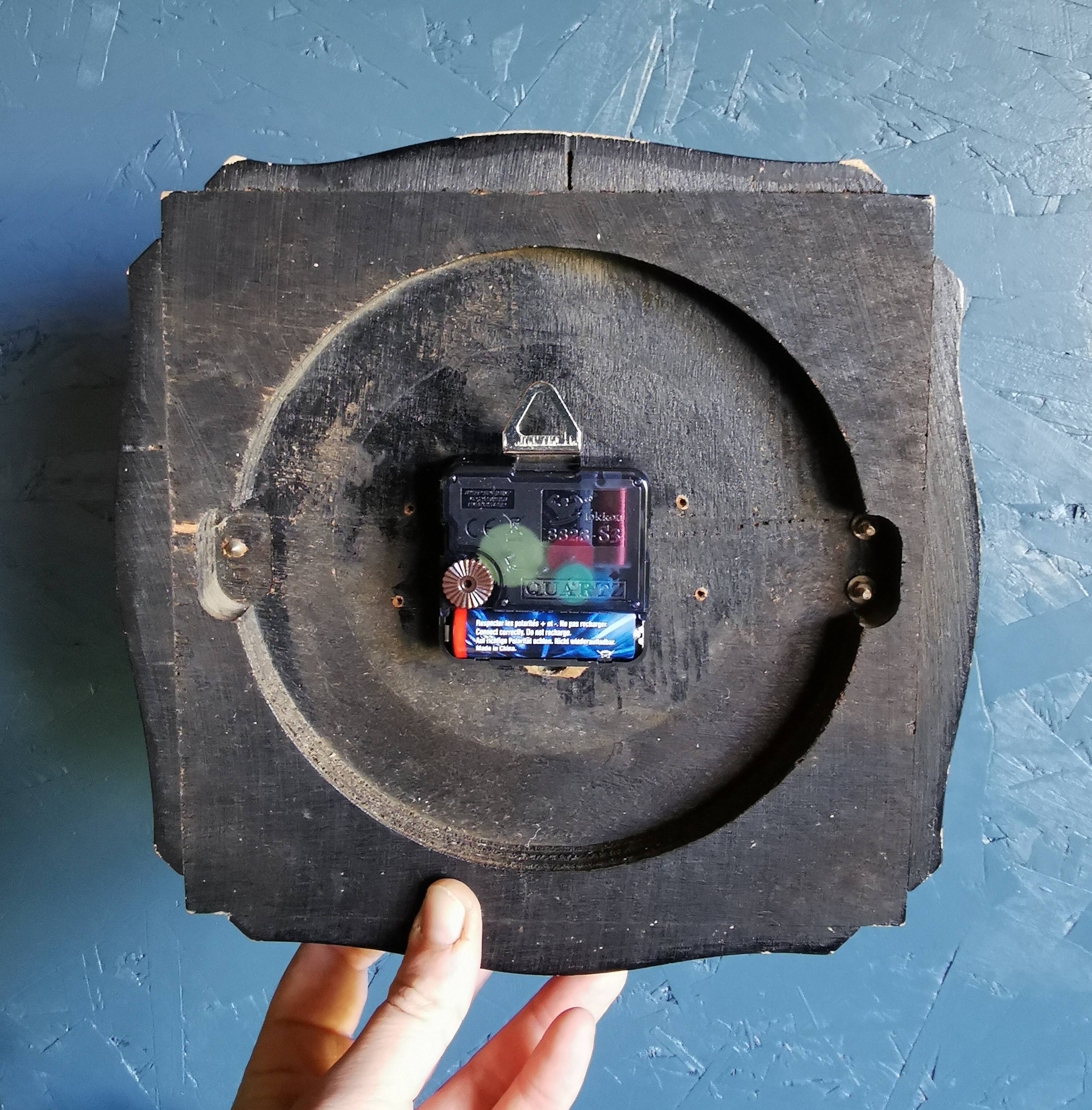 Vintage formica clock square silent wall clock "FFR yellow green"