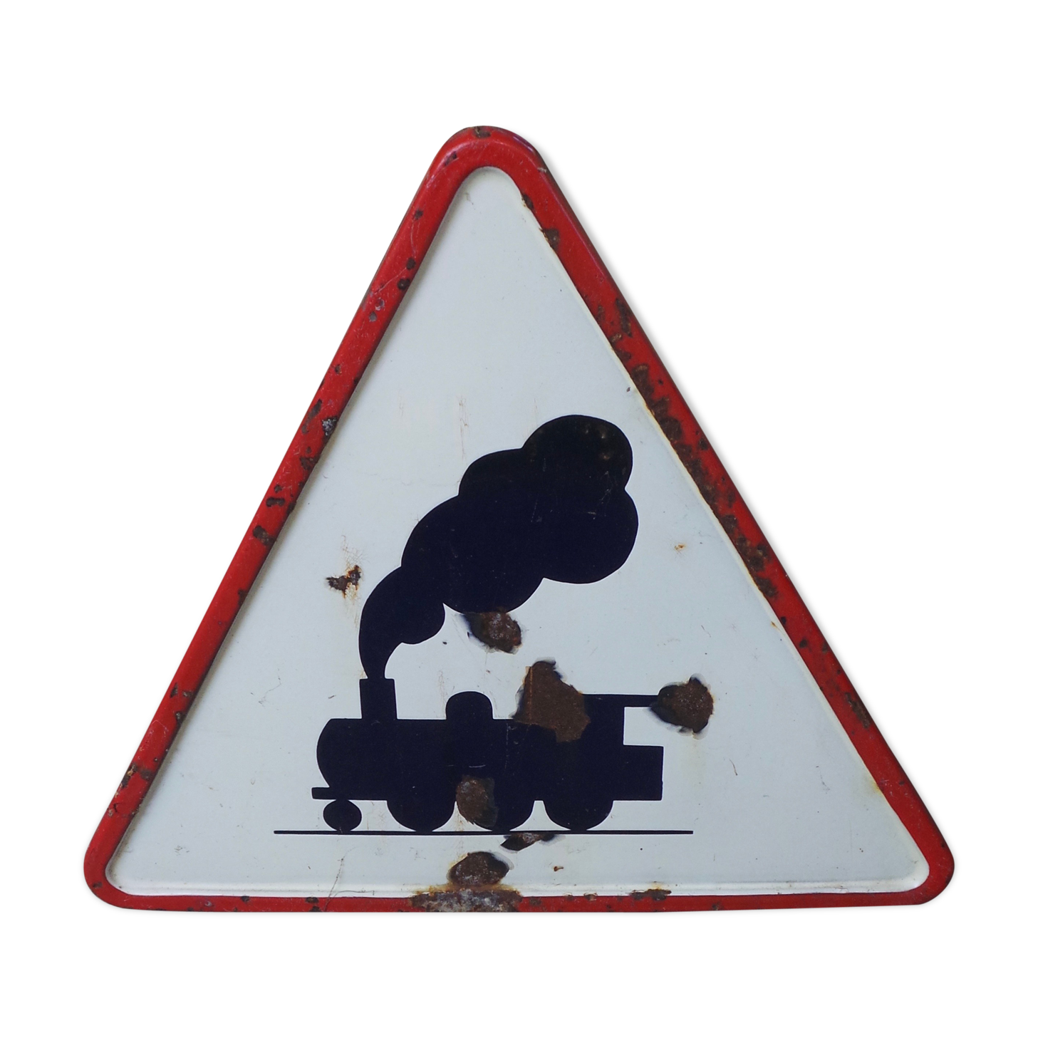 Steam train road sign 1950