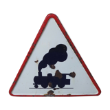 Steam train road sign 1950