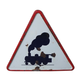 Steam train road sign 1950