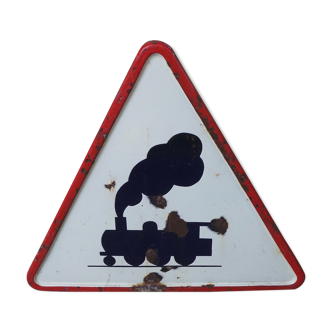 Steam train road sign 1950