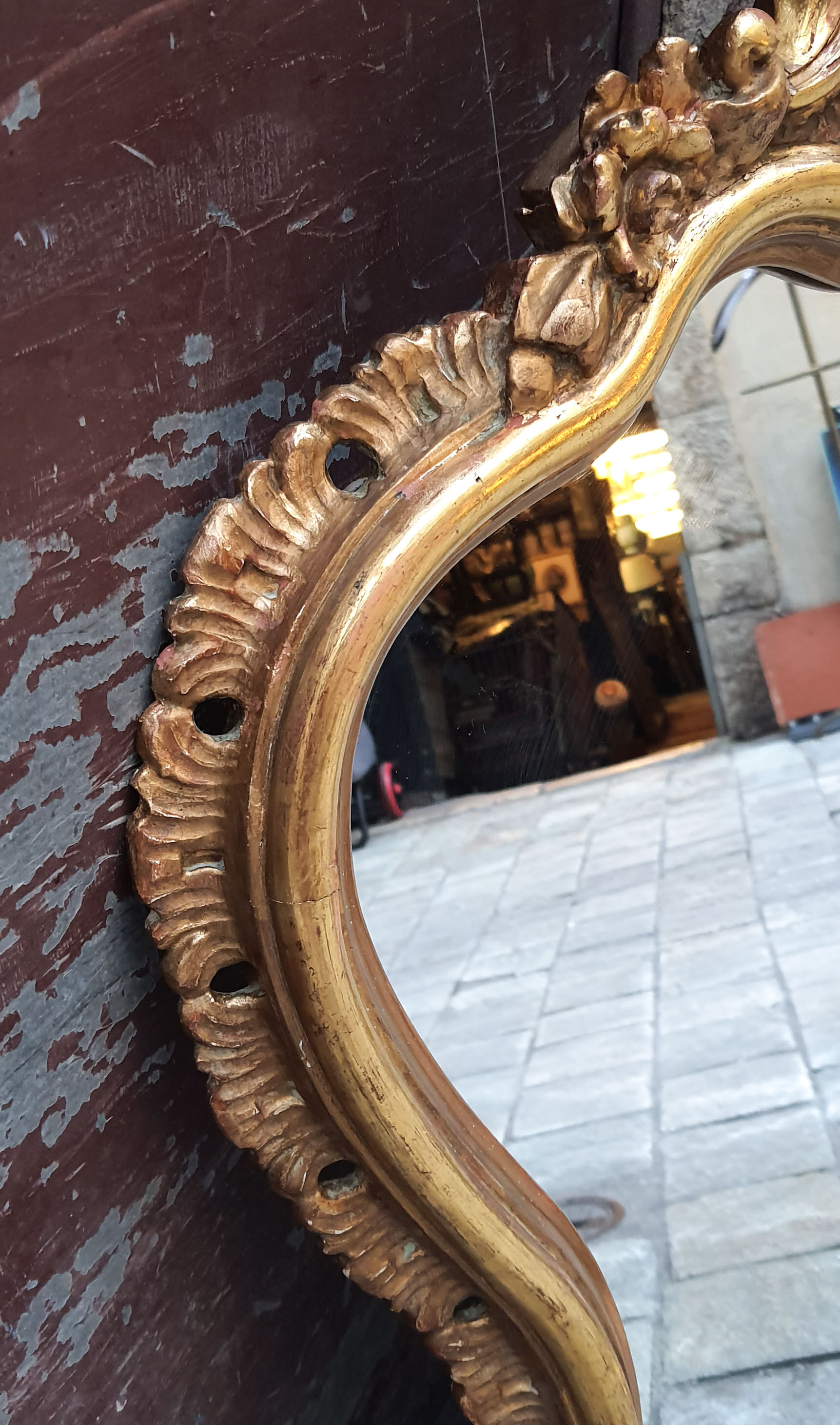 Classic mirror Louis XV gilded wood 80 cm