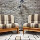Pair of vintage 1970s armchairs in solid pine.