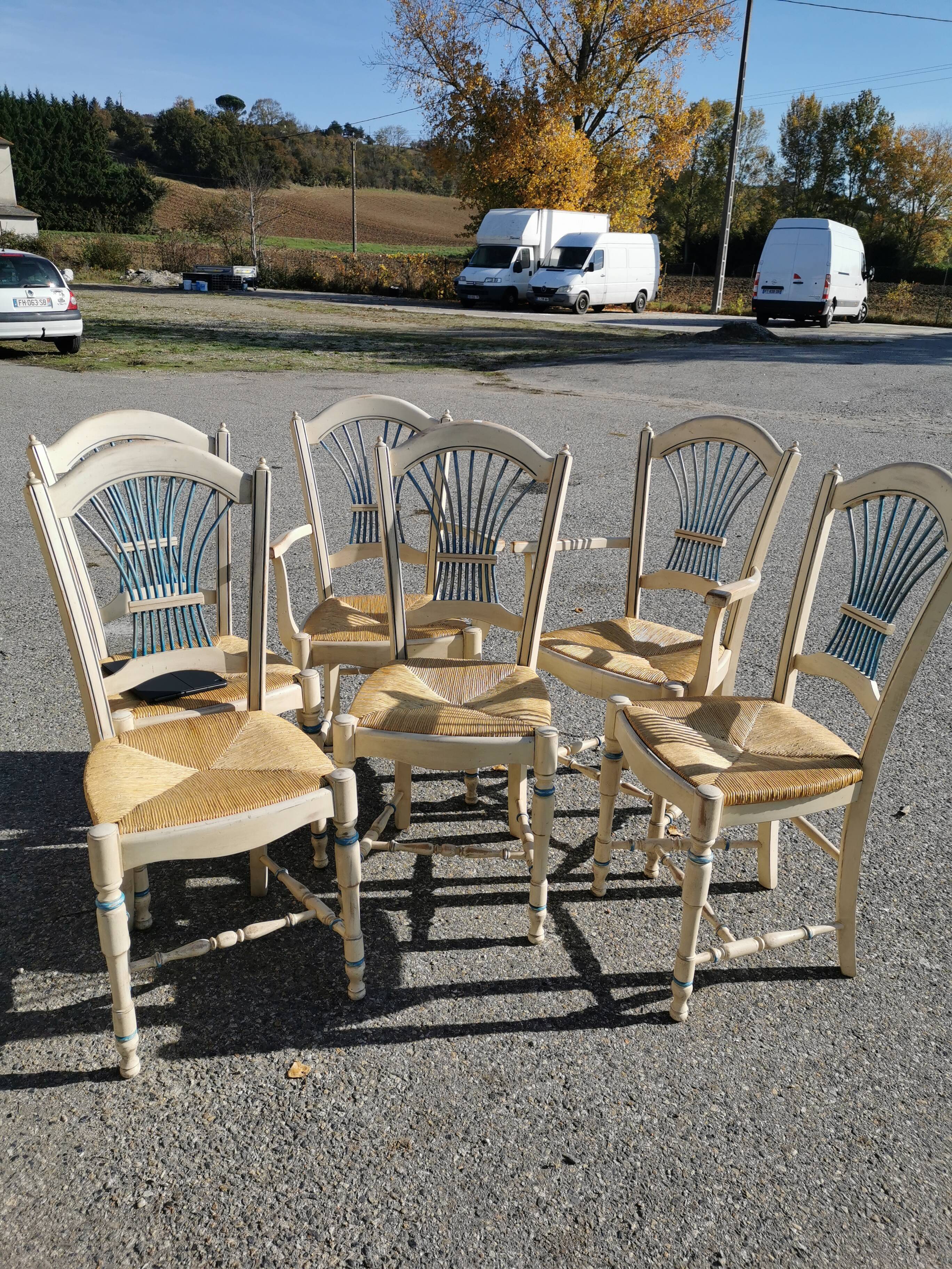 4 chairs and 2 armchairs