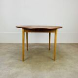 Round extendable Scandinavian table, teak, 1960s