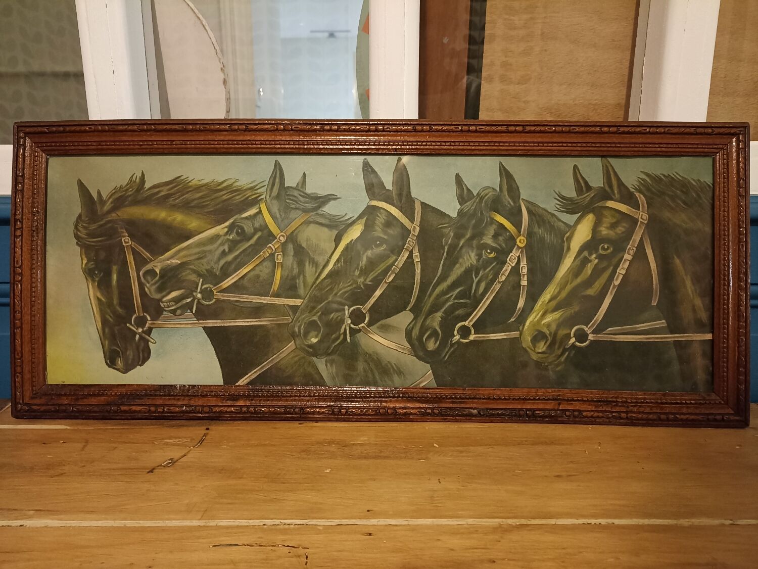 Tableau ancien chevaux