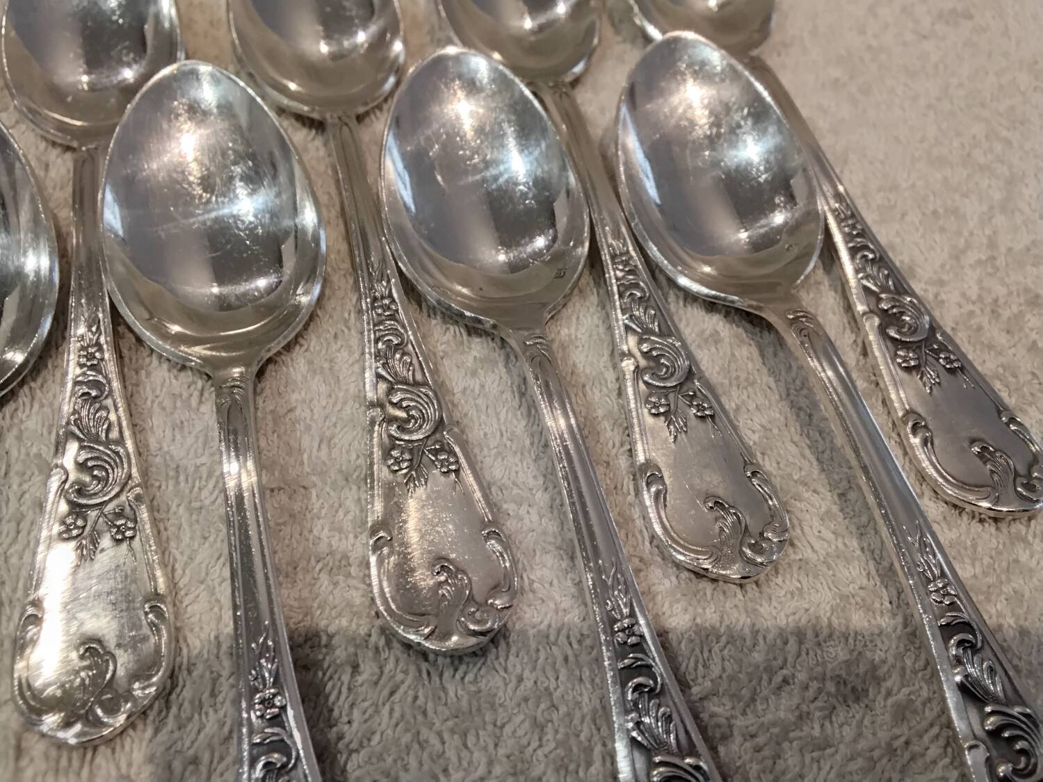 12 silver-plated metal teaspoons by silversmith Francois Frionnet Florian