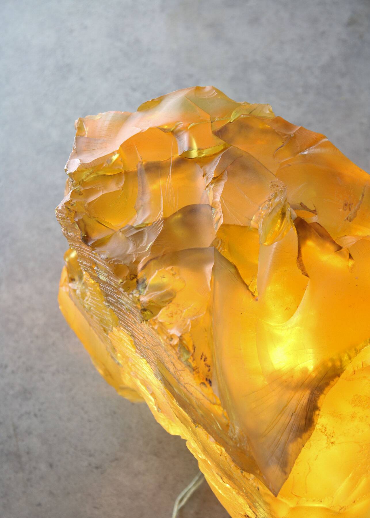 Vintage Italian Yellow Sculpture Lamp, 70s
