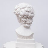 Head David in white plaster Roman Greek sculpture