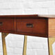 Sculptural wood & brass console table, italy 1950's