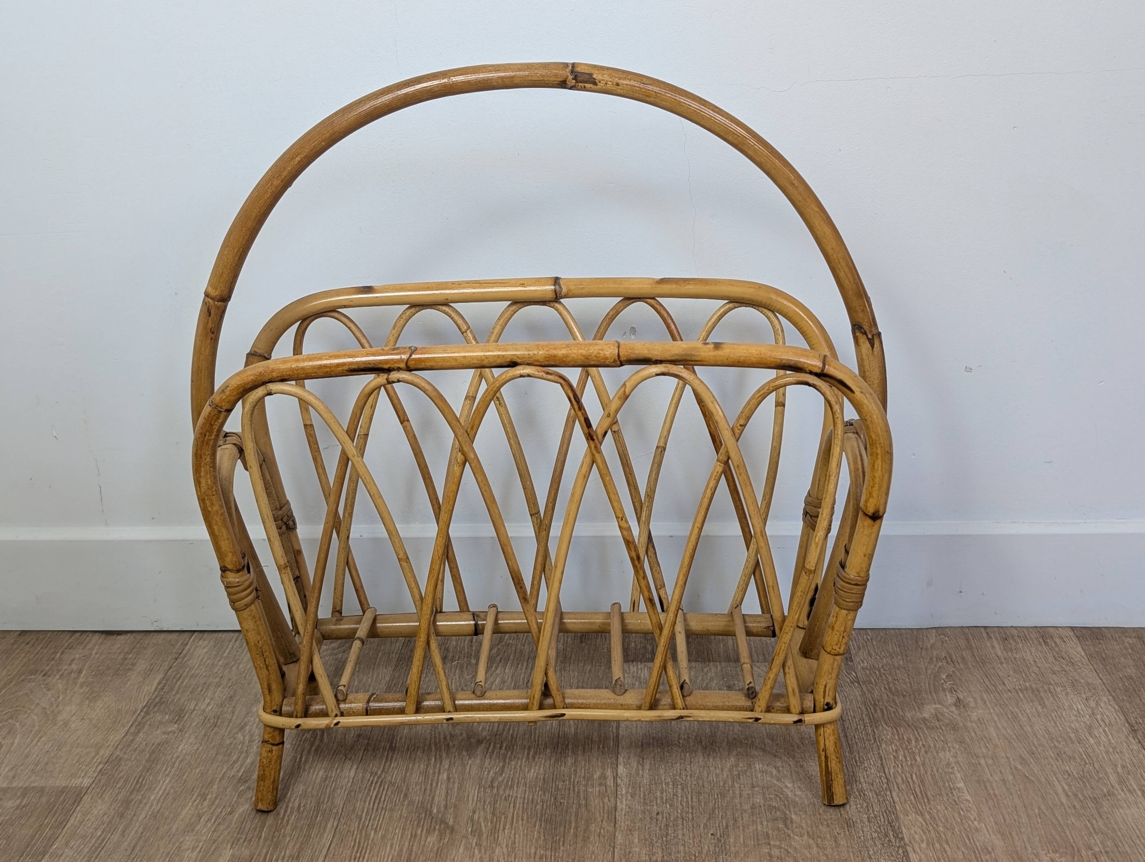 Rattan magazine rack