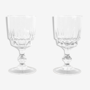 Pair of foot glasses - Cristal d'Arques - Lance model