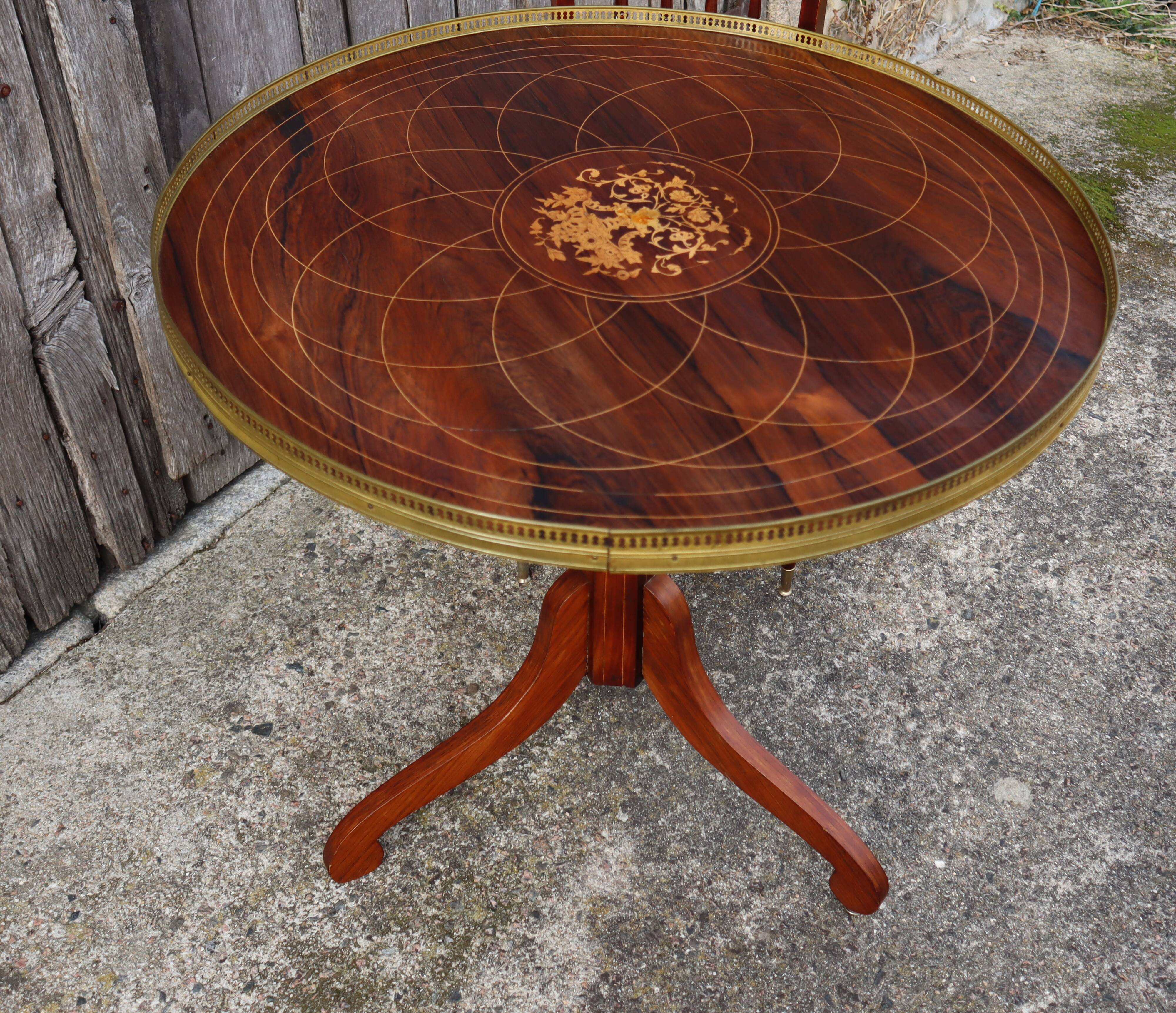 Vintage Neoclassical wooden Game Table-Side Table- Inlay Work-60s
