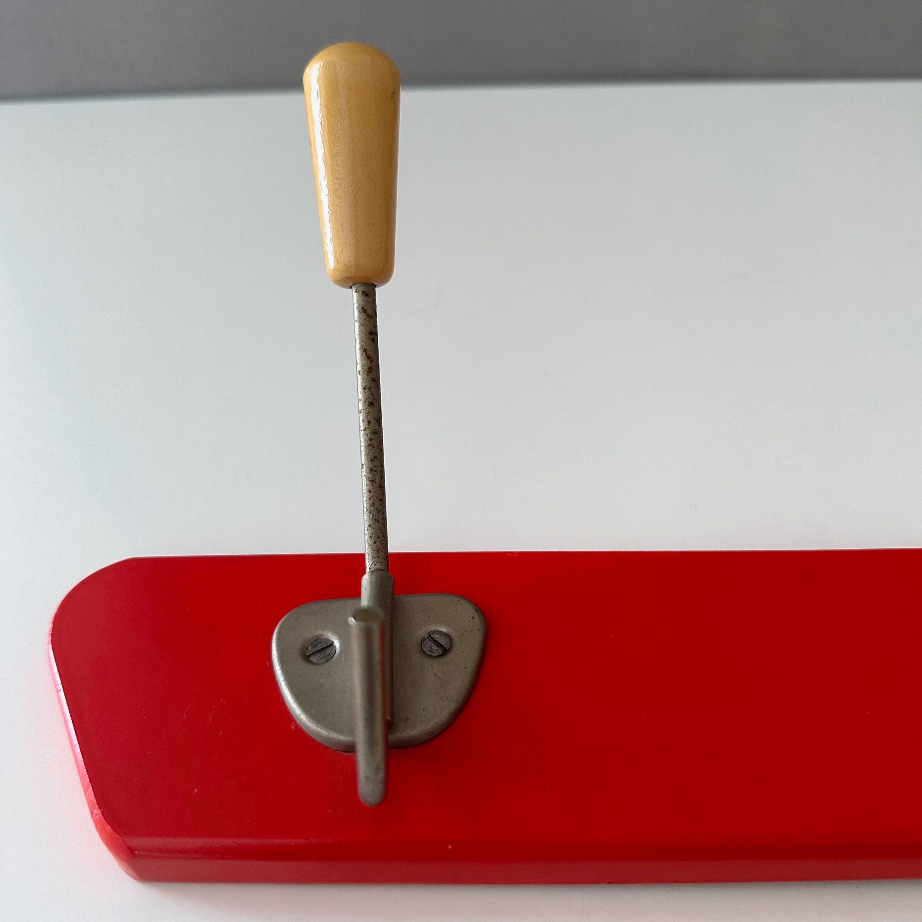 Red mid century coat rack
