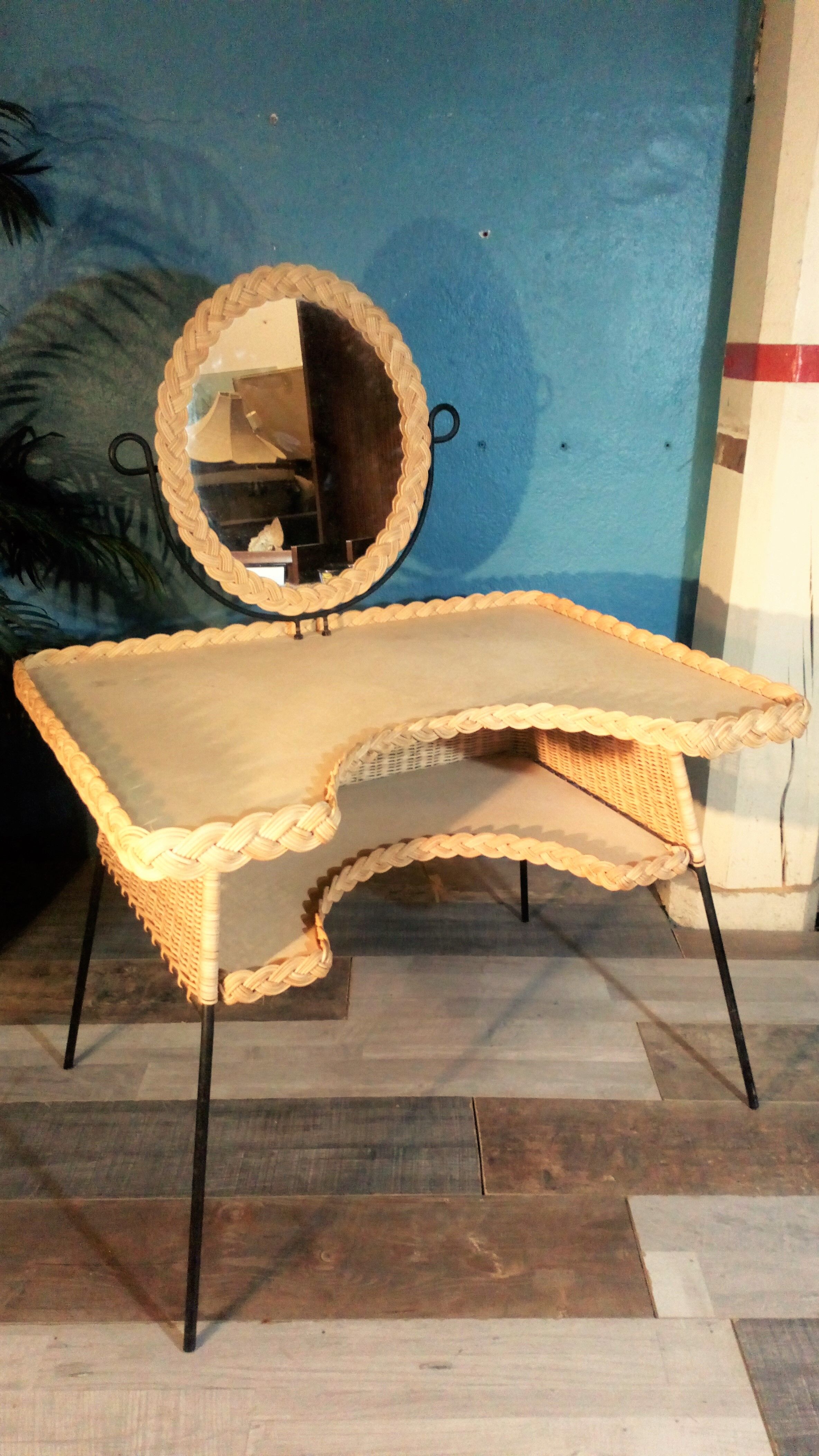 1950s rattan dressing table