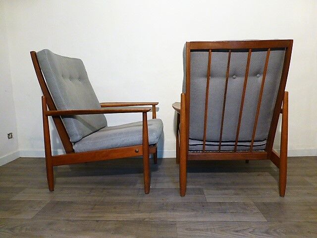 Pair of scandinavian armchairs in teak 1960