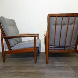 Pair of scandinavian armchairs in teak 1960