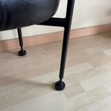 Pair of vintage leather basket armchairs