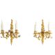 Pair of bronze wall lights with flower decoration. Circa 1880.