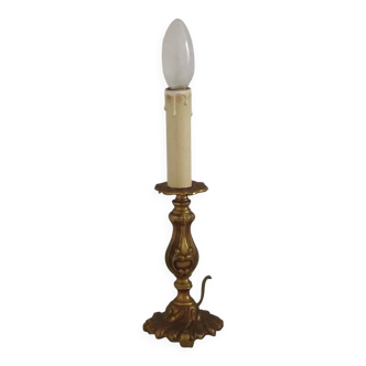Small Vintage French Art Nouveau Style Bronze Candlestick Table Lamp 5358