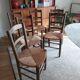 Set de 6 chaises en bois et paille années 50