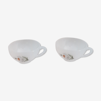 Lot de 2 tasses à café Arcopal France modèle Marguerites