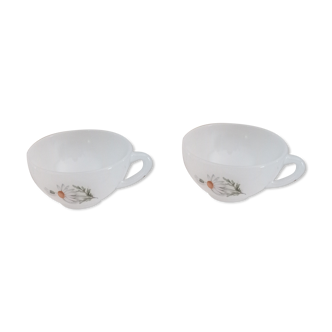 Lot de 2 tasses à café Arcopal France modèle Marguerites