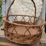 Vintage basket made of wood and rattan