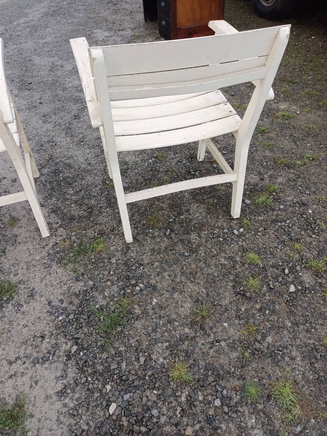 Pair of wooden armchairs