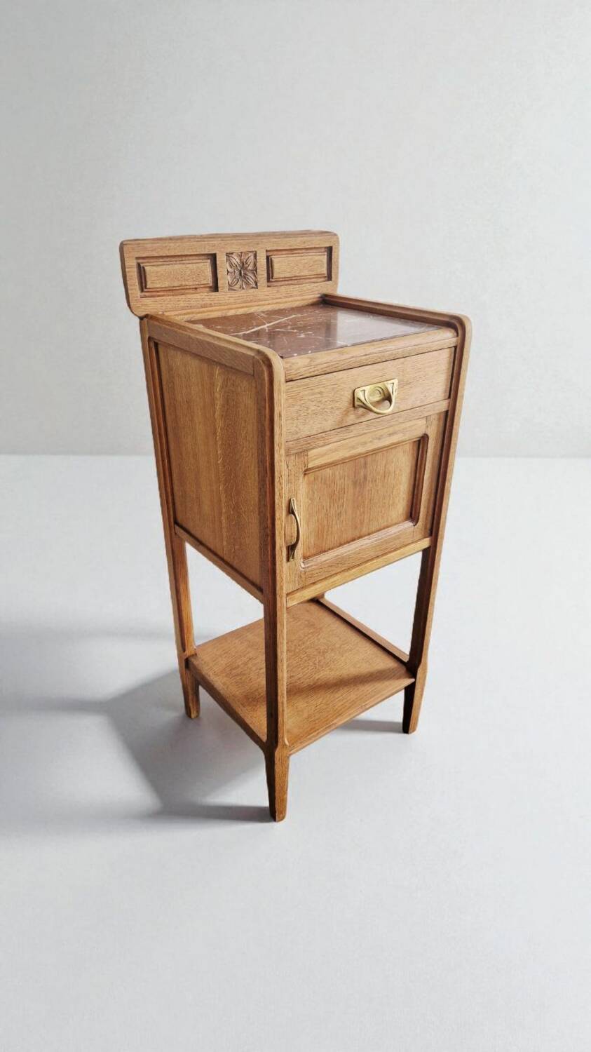 Art Deco style bedside table in solid oak, 1930s