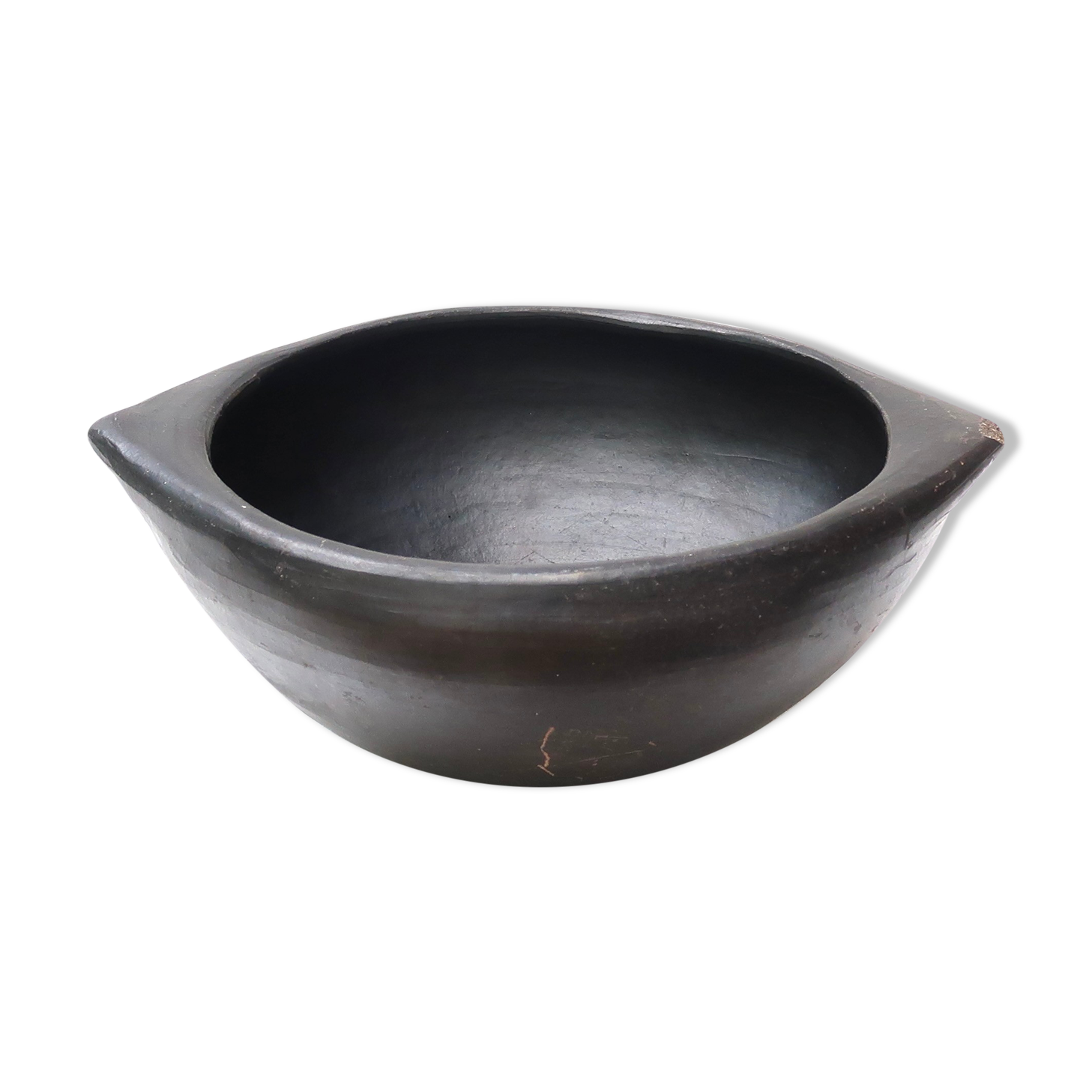 Empty colombian chamba black ceramic pocket, 70s