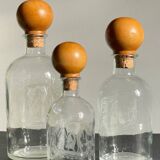 BOTTLES Engraved Glass and VINTAGE Wood