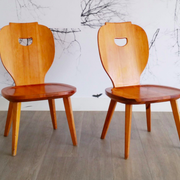 Set of 2 low pine chairs by Carl Malmsten for Svensk Fur 1950