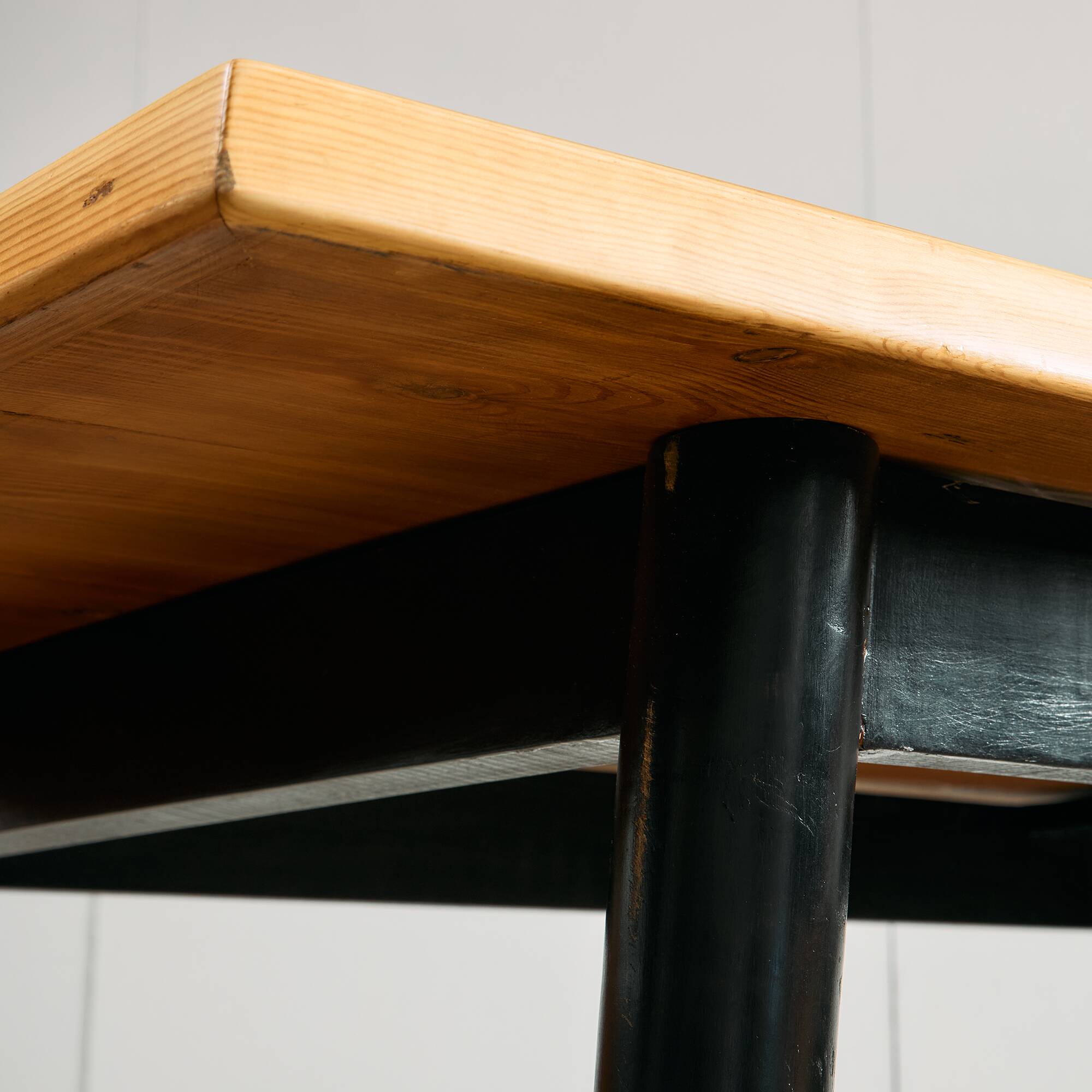 Long Canadian Pine Table with Black Legs