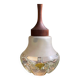 Teak wood and Mazzega style glass pendant lamp