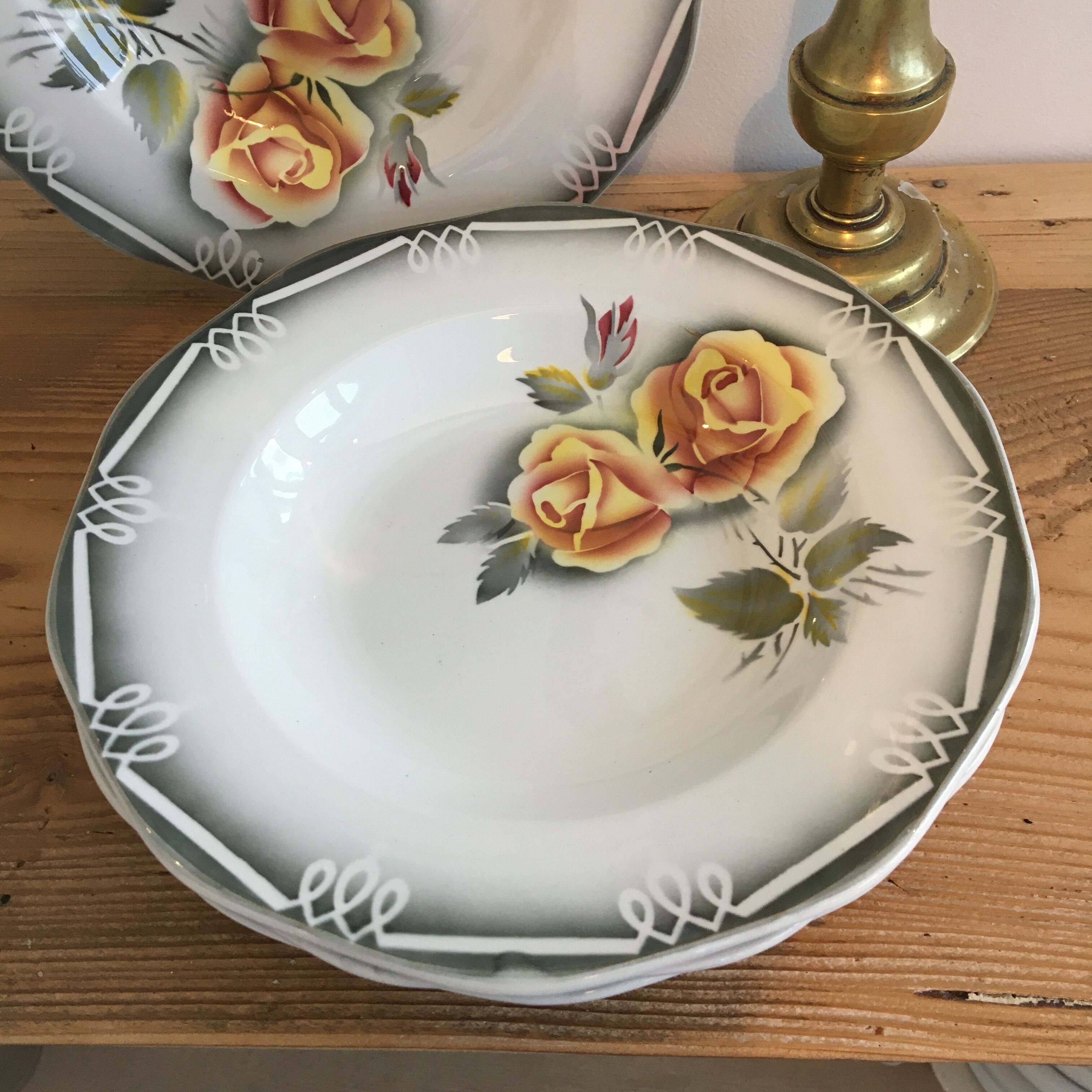 Set of 4 hollow plates "Odile" Digoin Sarreguemines