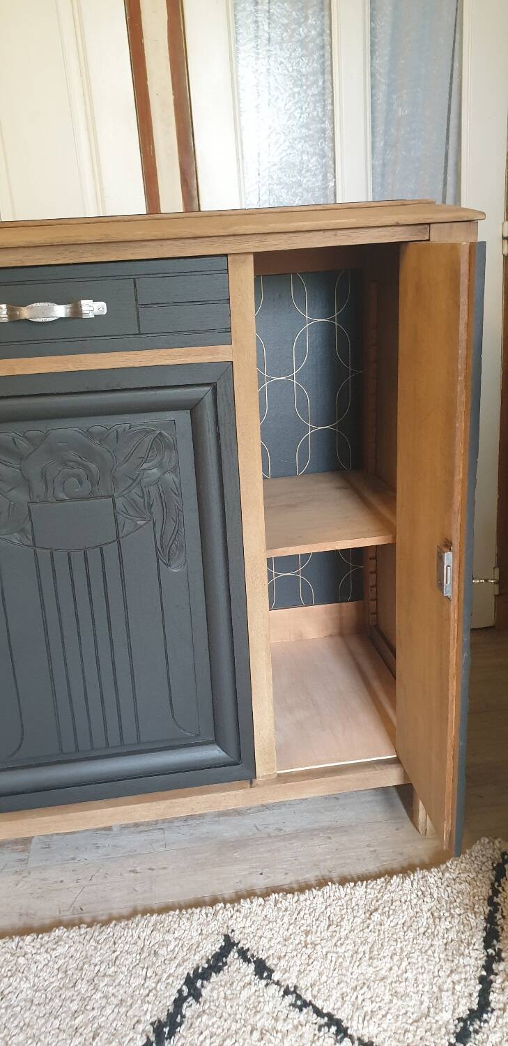 Art deco sideboard in solid oak
